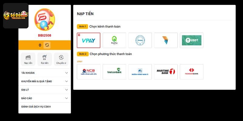 Hướng dẫn nạp tiền 79sodo bước 1