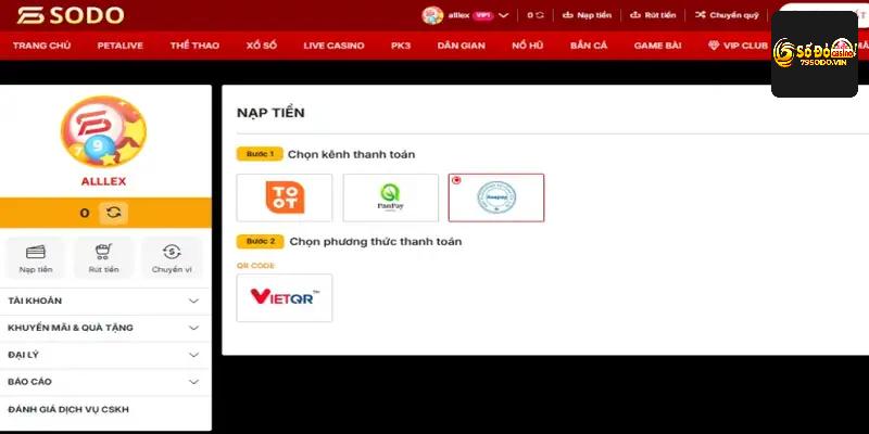 79sodo hỗ trợ quy trình nạp tiền nhanh chóng an toàn qua nhiều phương thức
